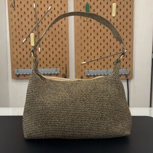 ORVIS Women's Black/Tan Woven Textured Shoulder Bag, 11" W x 7" H, Bohemian